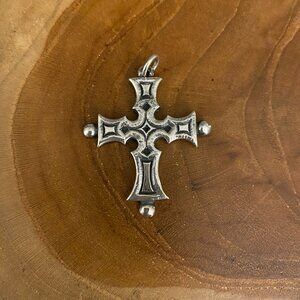 RETIRED James Avery Hammered Cross with Bells, Sterling Silver